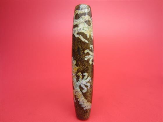 ※キズあり※【龍神紅朱砂天珠】【木製台座付き】【一点物】