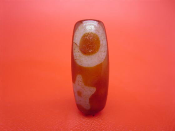 【チベット天珠】日月星天珠約30×12.6mm【天然模様入り】【一点物】