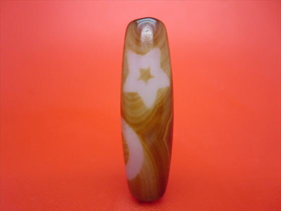 【チベット天珠】日月星天珠約42×12.6mm【天然模様入り】【一点物】