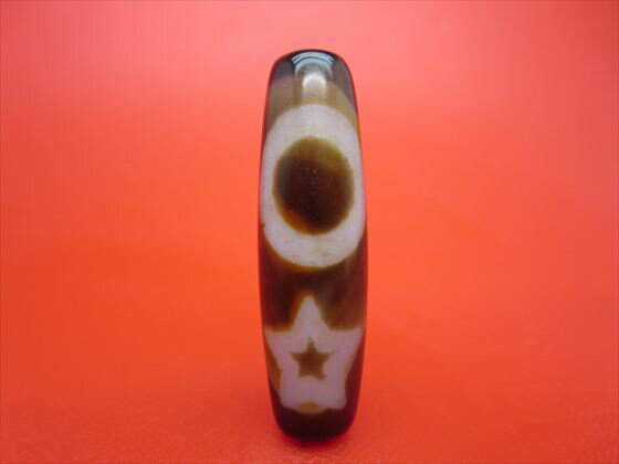 【チベット天珠】日月星天珠約40×12mm【天然模様入り】【一点物】