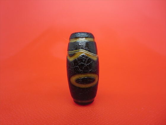 【チベット火供天珠】息増懐珠約40×14mm【天然模様入り】【一点物】