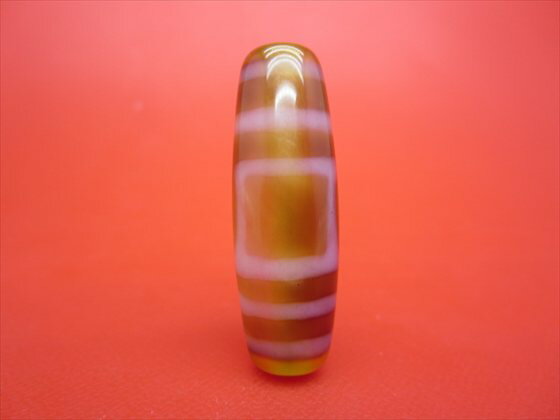 【チベット紅玉髄天珠】天地天珠カーネリアン約40×13.6mm【一点物】