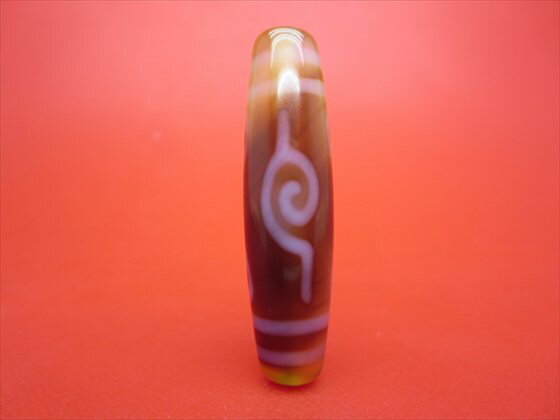 【チベット紅玉髄天珠】法螺四眼天珠カーネリアン約50×13mm【一点物】