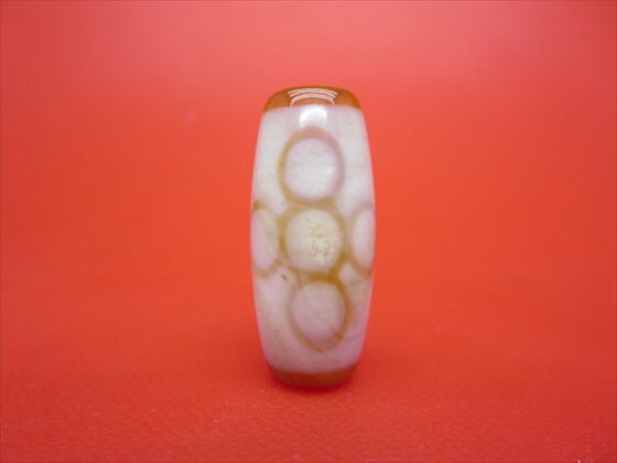 【チベット紅玉髄天珠】閃電五眼天珠カーネリアン約31×13.6mm【一点物】