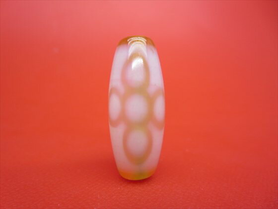 【チベット紅玉髄天珠】閃電五眼天珠カーネリアン約30×12.5mm【一点物】