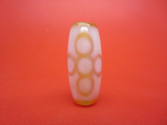 【チベット紅玉髄天珠】閃電五眼天珠カーネリアン約30×13mm【一点物】