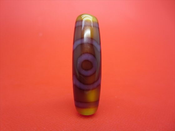 【チベット紅玉髄天珠】三眼天珠カーネリアン約40×12mm【一点物】