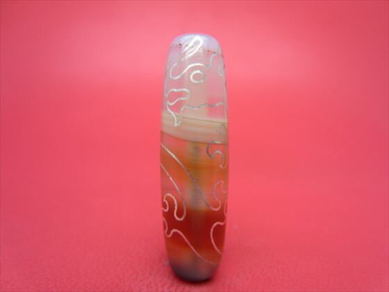 【チベット銀線天珠】龍神天珠ハンドメイド【紅朱砂・天然模様入り】【一点物】