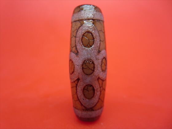 【チベット火供天珠】閃電五眼天珠約39×13mm【一点物】