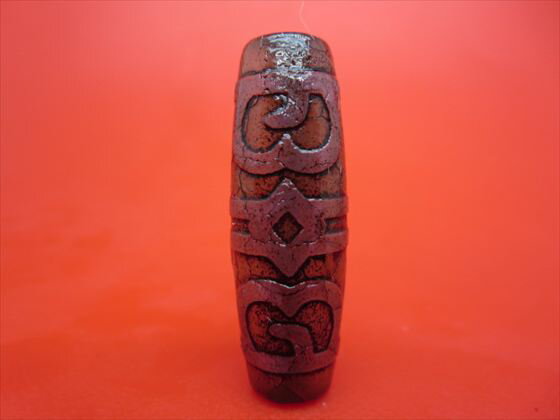 【チベット火供天珠】蓮師法帽天珠約40×14mm【一点物】