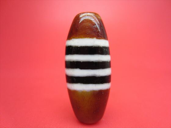 【チベット風化三色天珠】線珠【馬蹄痕】【一点物】