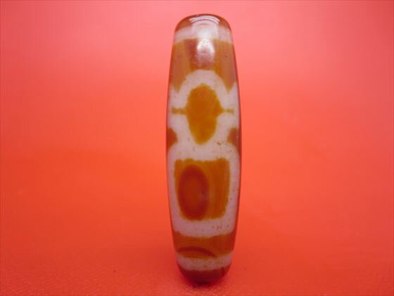 【チベット天珠】一眼財神天珠約42×13mm【天然模様入り】【一点物】