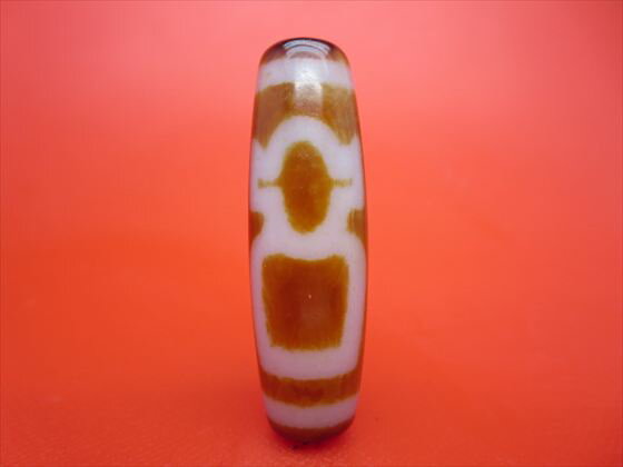 【チベット天珠】一眼財神天珠約41×13mm【天然模様入り】【一点物】