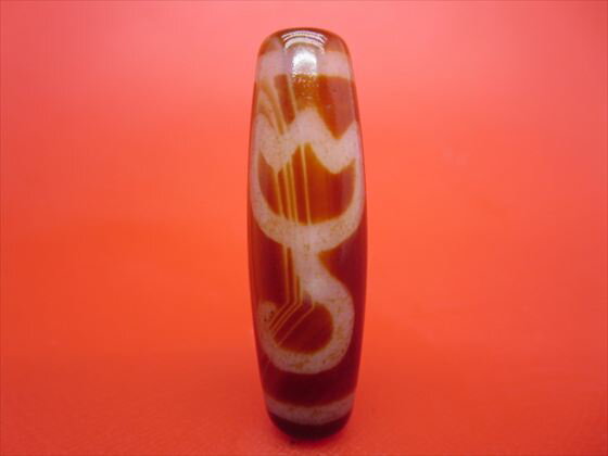 【チベット天珠】水蓮花天珠約42×13mm【天然模様入り】【一点物】