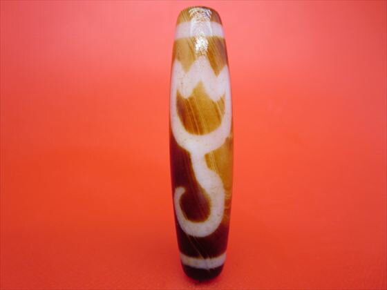 【チベット天珠】水蓮花天珠約52×12.6mm【天然模様入り】【一点物】