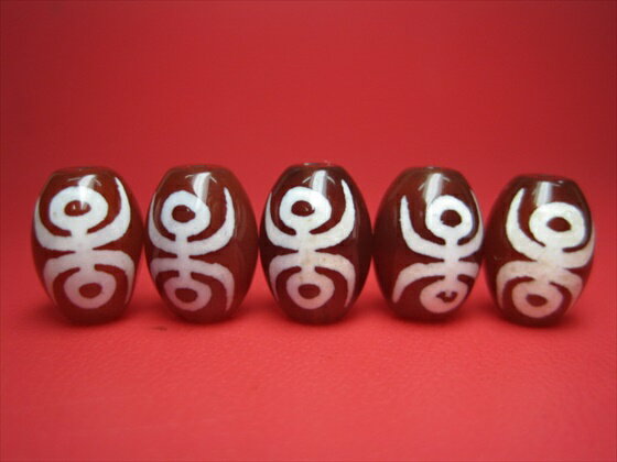 【チベット天珠】福寿天珠・赤14×10mm