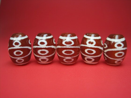 【チベット天珠】十眼天珠・赤14×10mm