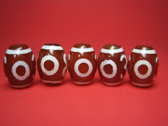 【チベット天珠】如意二眼天珠・赤14×10mm