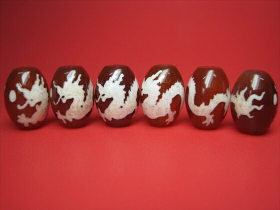 ※訳あり※【チベット天珠】龍神天珠・赤14×10mm