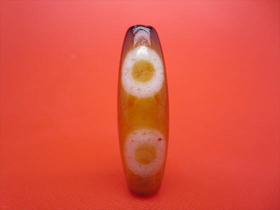 【チベット天珠】二眼蔵神天珠約38×12mm【天然模様入り】【一点物】