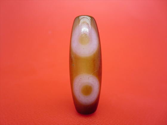 【チベット天珠】二眼蔵神天珠約37×12mm【一点物】