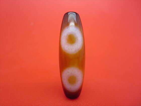 【チベット天珠】二眼蔵神天珠約38×12mm【一点物】