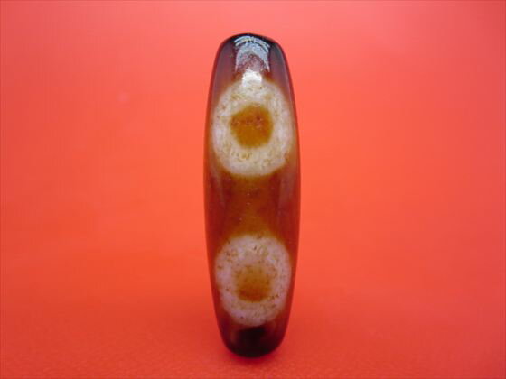 【チベット天珠】二眼蔵神天珠約38×12mm【一点物】