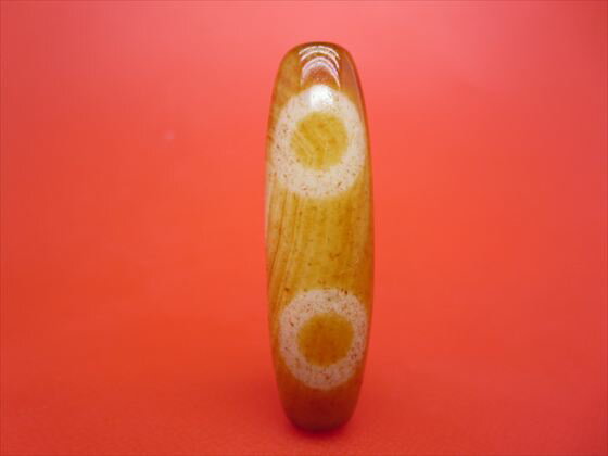 【チベット天珠】二眼蔵神天珠約49×14mm【天然模様入り】【一点物】