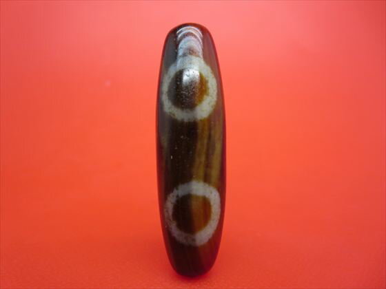【チベット天珠】二眼蔵神天珠約50×14mm【天然模様入り】【一点物】