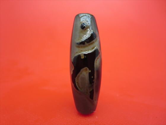 【チベット老天珠風天珠】如意大日如来天珠(バン)約38.5×13mm【一点物】