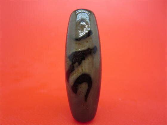 【チベット老天珠風天珠】万字不動明王天珠(カーン)約40×14mm【一点物】