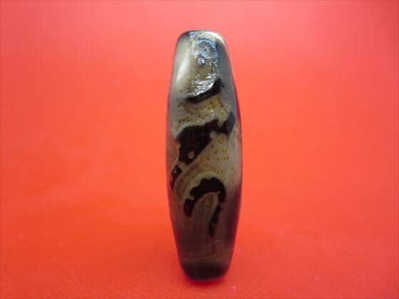 【チベット老天珠風天珠】万字不動明王天珠(カーン)約39×13mm【一点物】