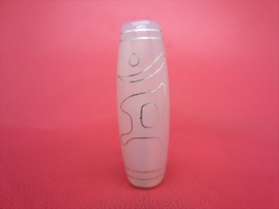 【チベット銀線天珠】仏眼文殊菩薩天珠(マン)白玉髄40×13mm【一点物】