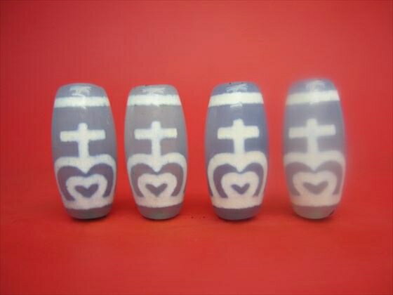 ※訳あり※【チベット天珠】蓮花寶瓶天珠・ブルー25×12mm