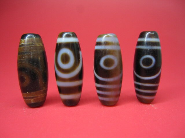 【チベット高級至純天珠】二眼天珠30×12mm【4粒SET】