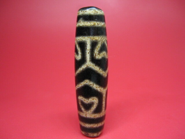 【チベット風化天珠】虎牙蓮花天珠