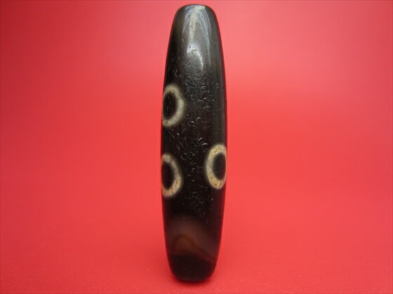 【チベット風化天珠】三眼天珠【馬蹄痕・天然模様入り】【一点物】