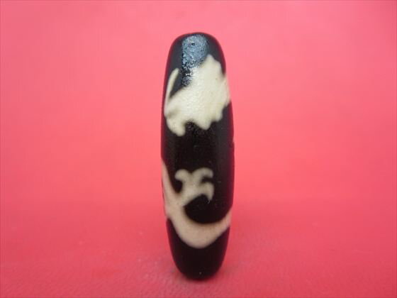 【チベット天珠】騎龍観音天珠油潤加工約38×12mm【馬蹄痕】【一点物】