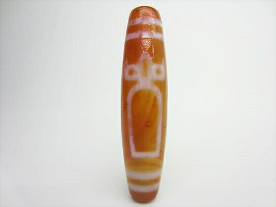 【チベット紅玉髄天珠】財神日月星天珠カーネリアン【馬蹄痕】【一点物】