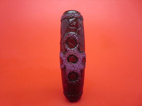 【チベット火供天珠】閃電五眼天珠約37×11.5mm【一点物】