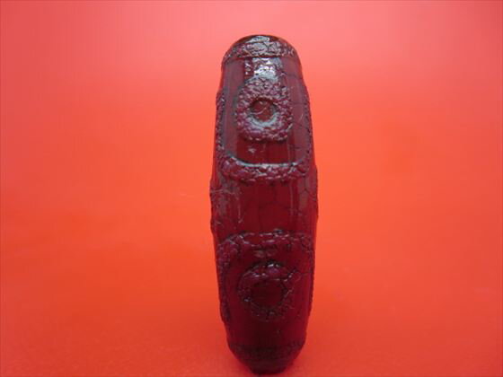 【チベット火供天珠】六眼天珠約38×13mm【一点物】