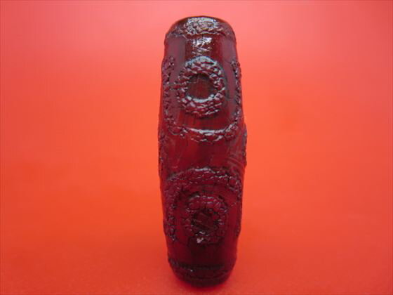 【チベット火供天珠】六眼天珠約37.5×13mm【一点物】