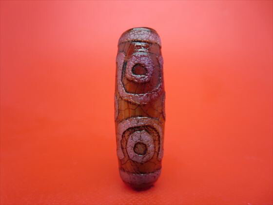 【チベット火供天珠】六眼天珠約38×13mm【一点物】