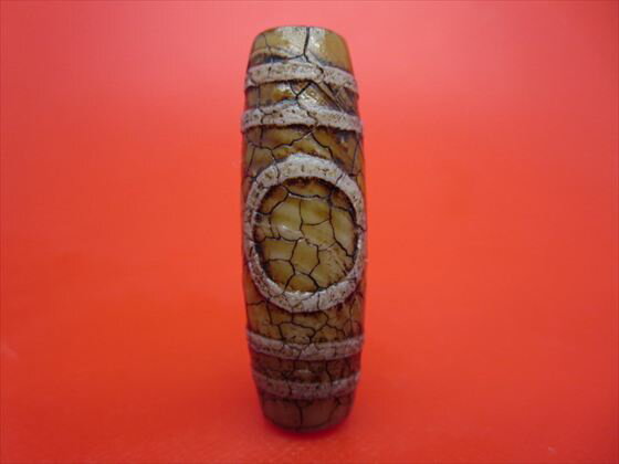 【チベット火供天珠】天地天珠約40×13mm【天然模様入り】【一点物】