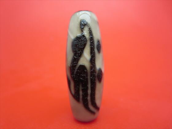 【チベット天珠】鳳眼千手観音天珠鳳眼阿弥陀如来天珠(キリーク)約38×14mm【龍鱗加工】【一点物】