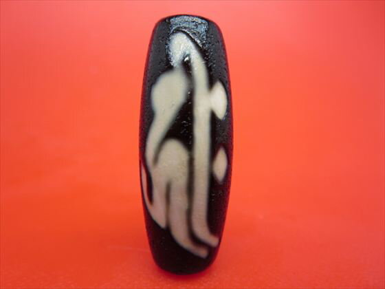 【チベット天珠】鳳眼千手観音天珠鳳眼阿弥陀如来天珠(キリーク)約38×14mm【龍鱗加工】【一点物】