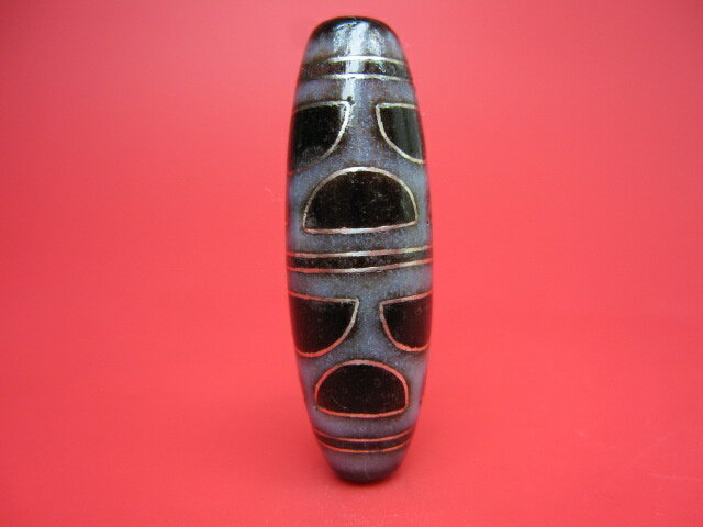 【チベット銀線天珠】亀甲長寿天珠【一点物】