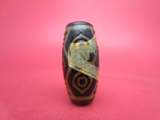 【チベット火供天珠】龍眼天珠約29×14mm【水晶・天然模様入り】【一点物】