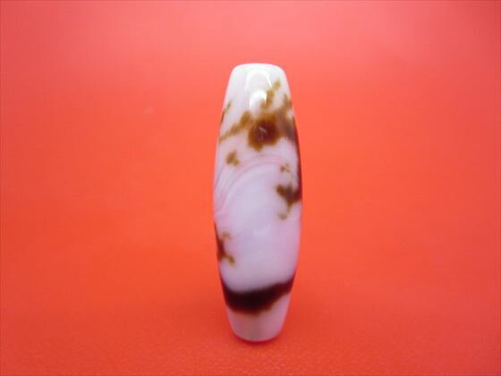 【チベット高級天珠】龍神天珠・白約38×12.6mm【天然模様入り】【一点物】