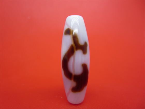 【チベット高級天珠】如意天珠・白約38×12.6mm【天然模様入り】【一点物】